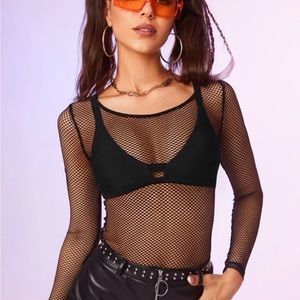 Fishnet Mesh Sheer Top